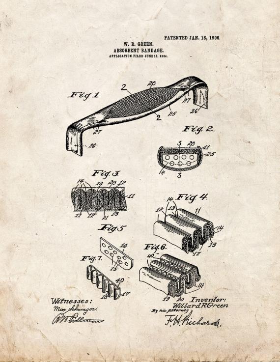 Absorbent Bandage Patent Print