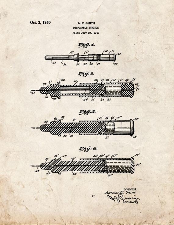 Disposable Syringe Patent Print