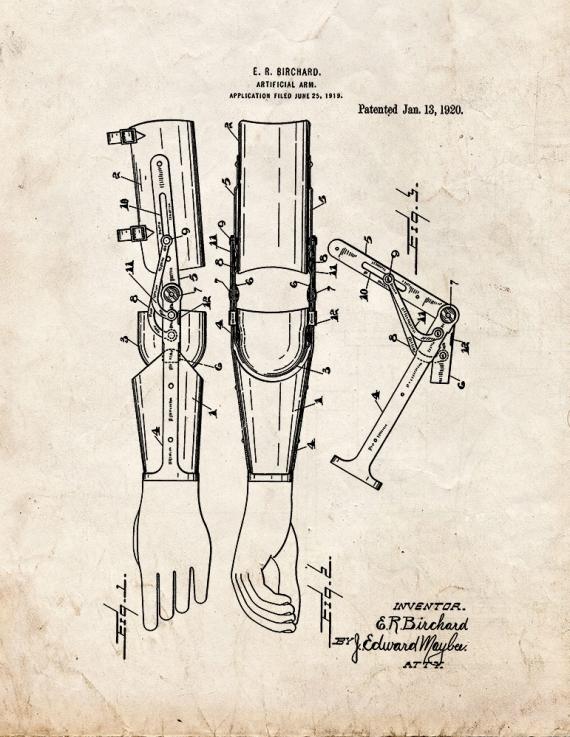 Artificial Arm Patent Print