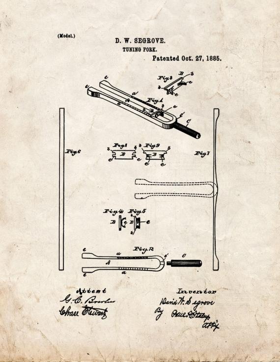 Tuning Fork Patent Print