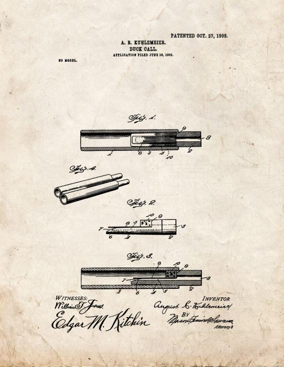 Duck Call Patent Print