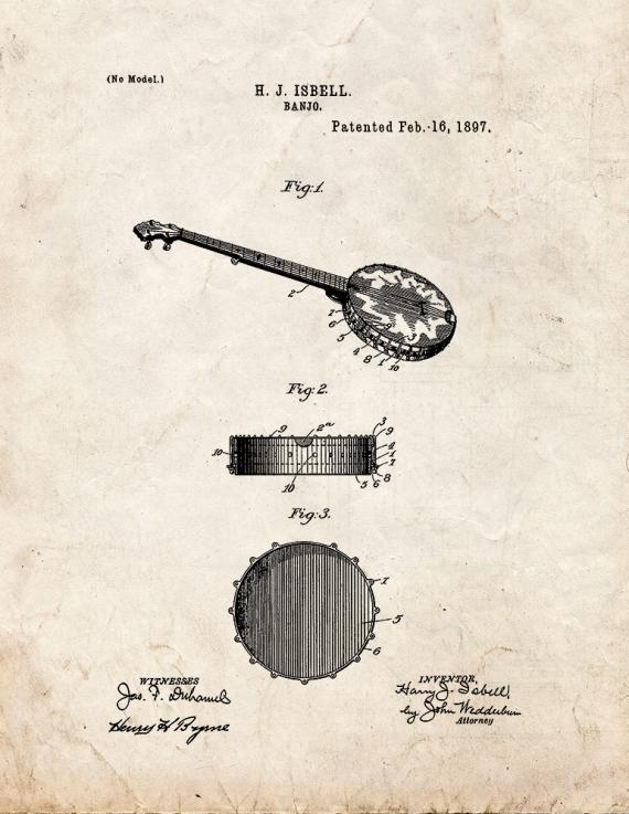 Banjo Patent Print