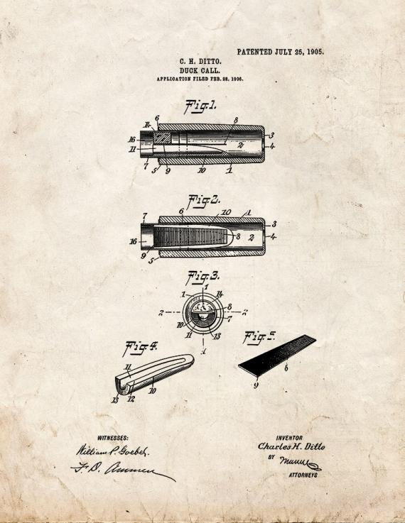 Duck Call Patent Print