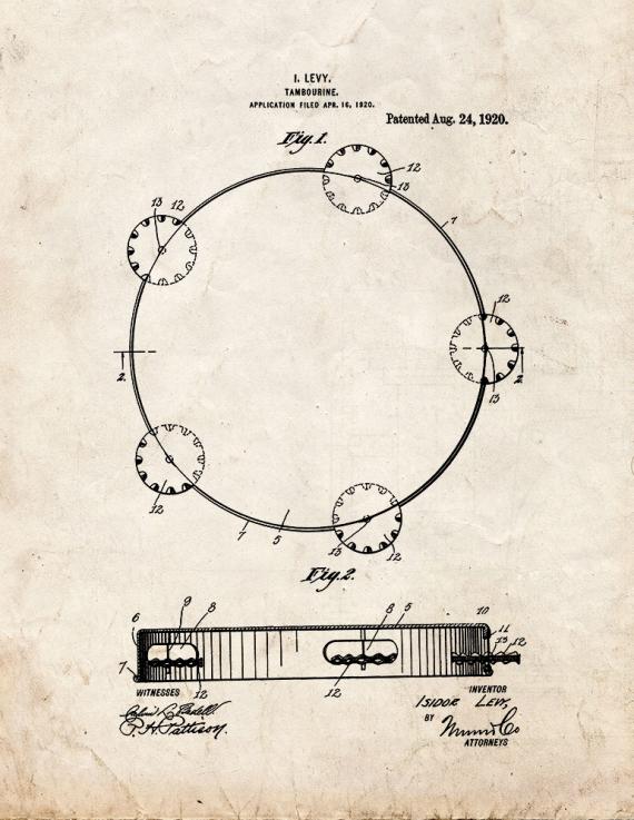 Tambourine Patent Print