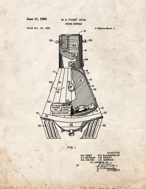 Space Capsule Patent Print