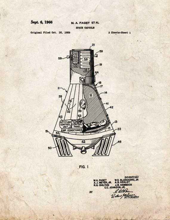 Space Capsule Patent Print