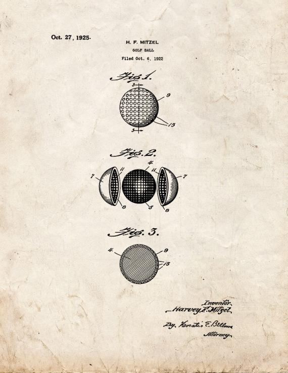 Golf Ball Patent Print