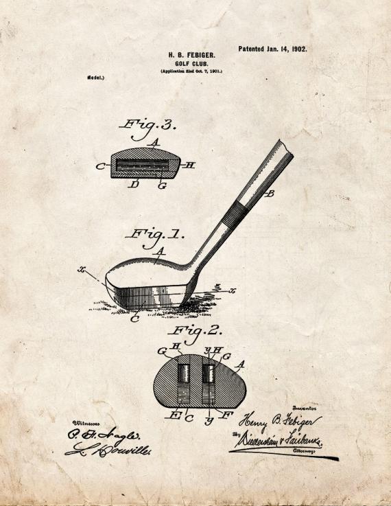 Golf Club Patent Print