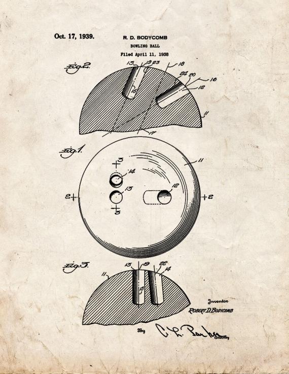 Bowling Ball Patent Print