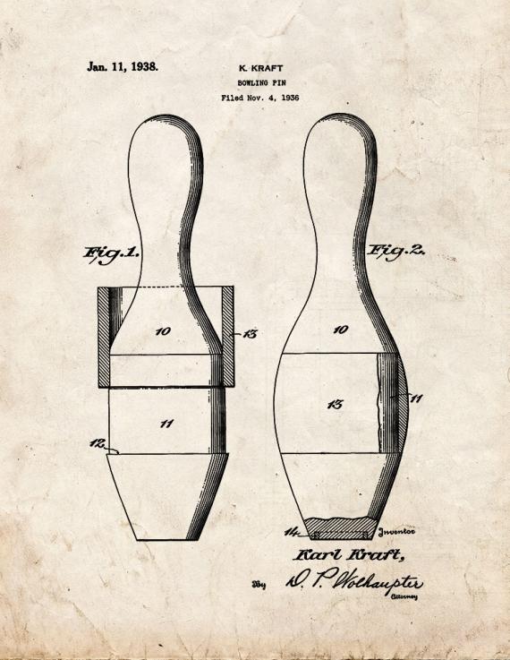 Bowling Pin Patent Print