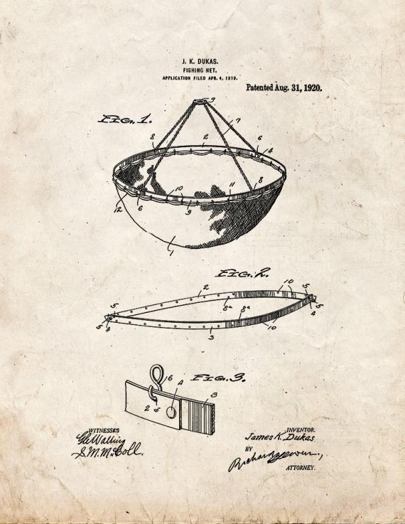 Fishing Net Patent Print