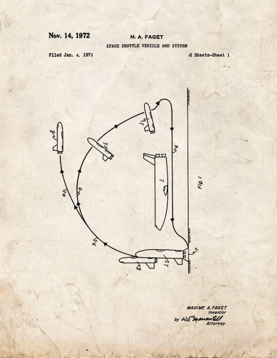 Space Shuttle Vehicle And System Patent Print