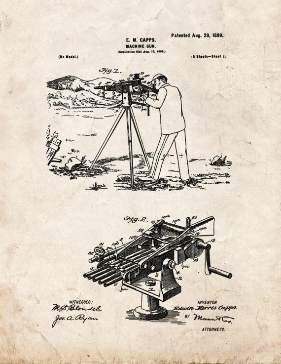 Machine Gun Patent Print