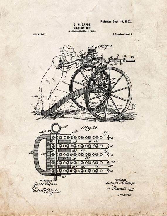 Machine Gun Patent Print