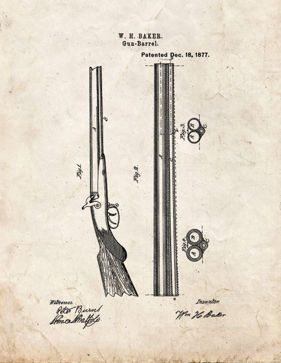 Improvements In Gun-Barrels Patent Print