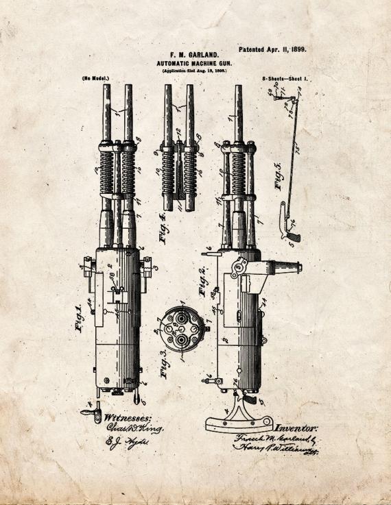 Machine Gun Patent Print