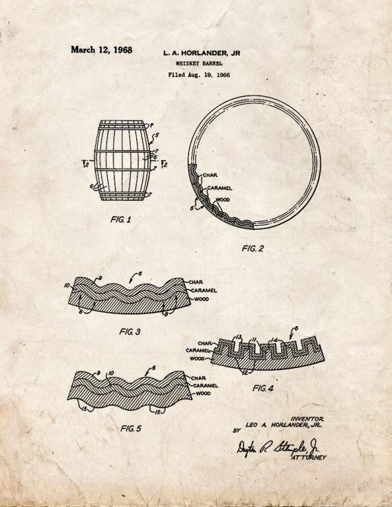 Whiskey Barrel Patent Print