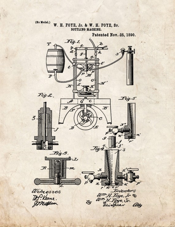 Bottling Machine Patent Print