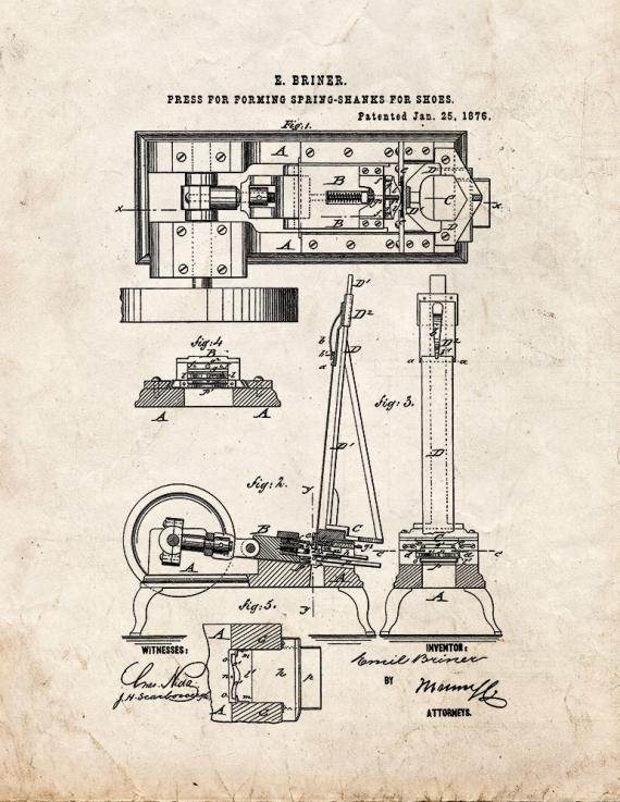 Presses For Forming Spring-Shanks For Shoes Patent Print