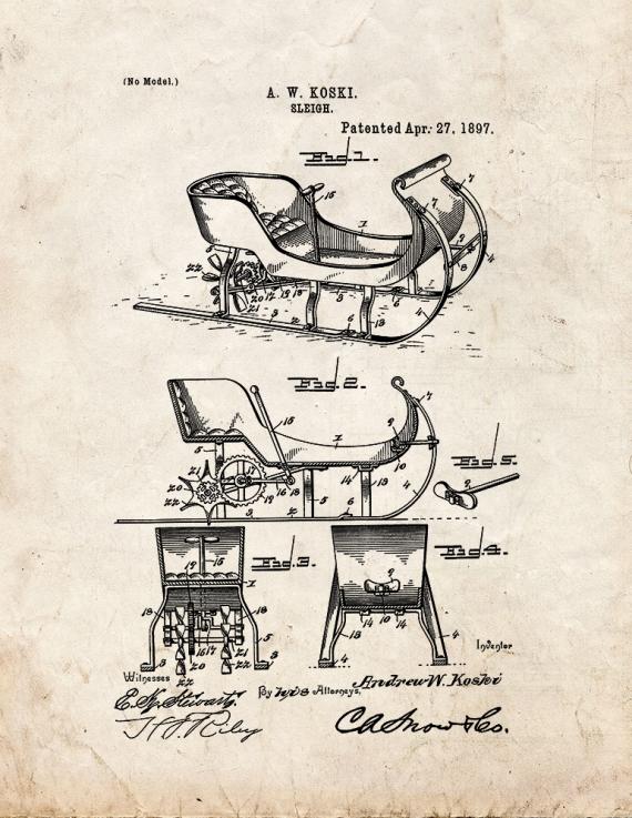 Sleigh Patent Print