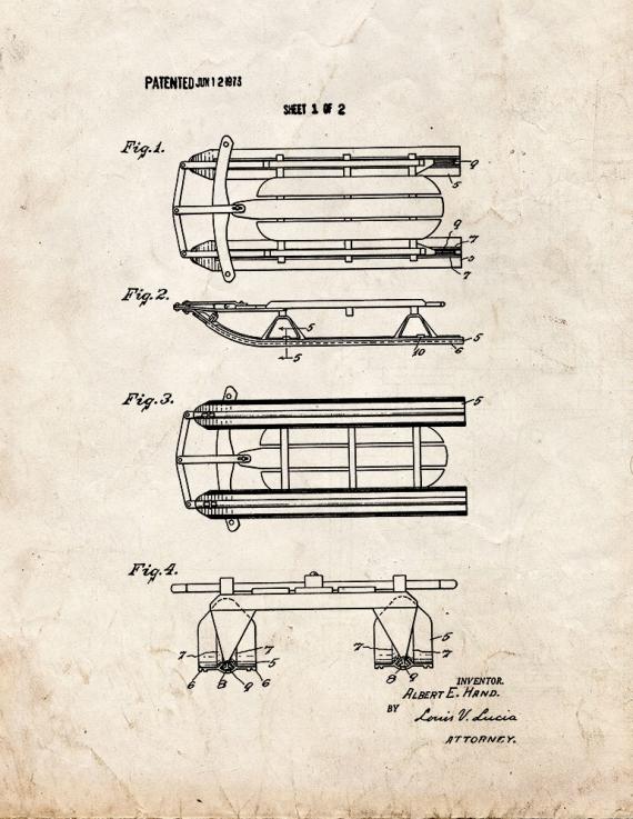 Sled Ski Patent Print