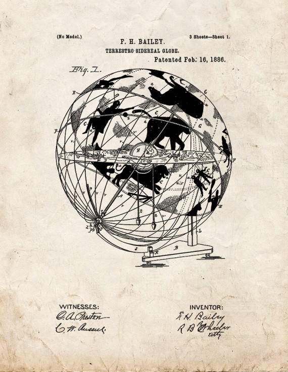 Terrestro-Sidereal Globe Patent Print
