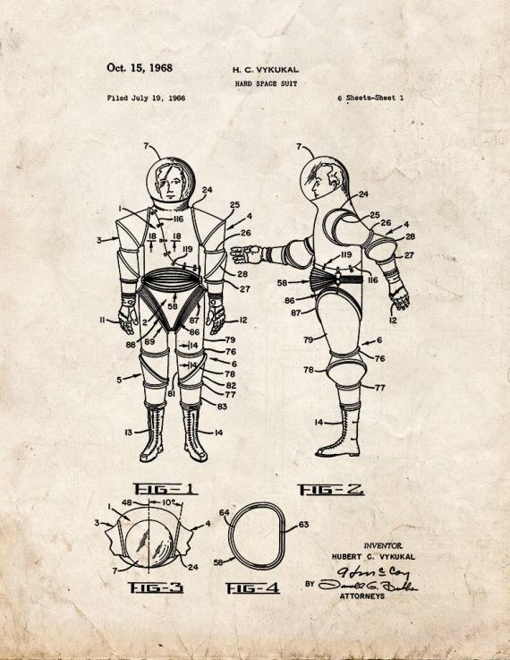 Hard Space Suit Patent Print