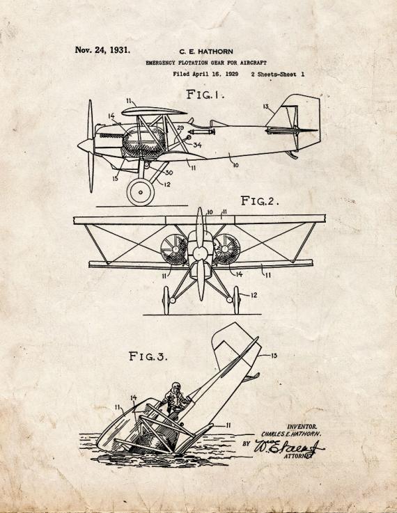 Emergency Flotation Gear for Aircraft Patent Print