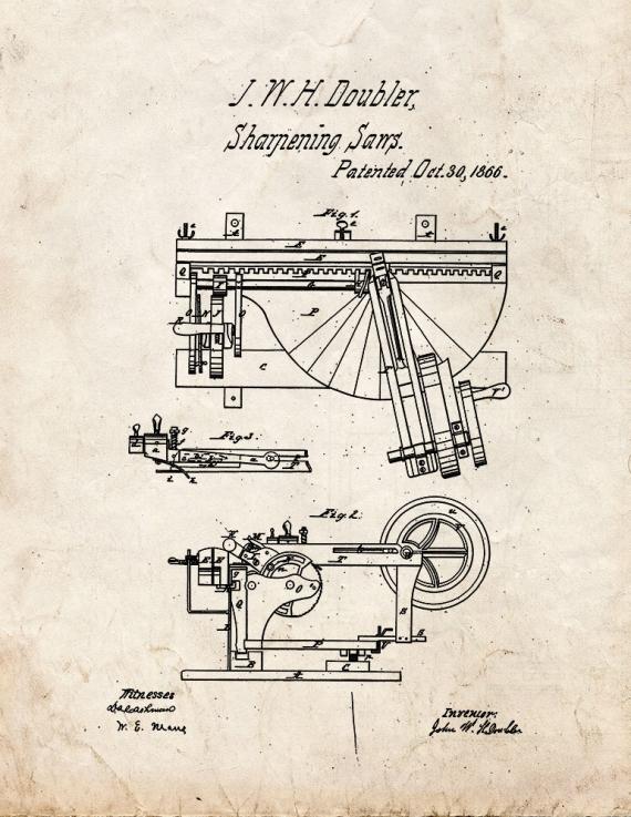 Improved Saw-Filing Machine Patent Print