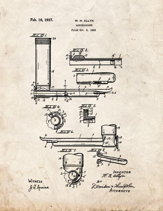 Doctor's Laryngoscope Patent Print