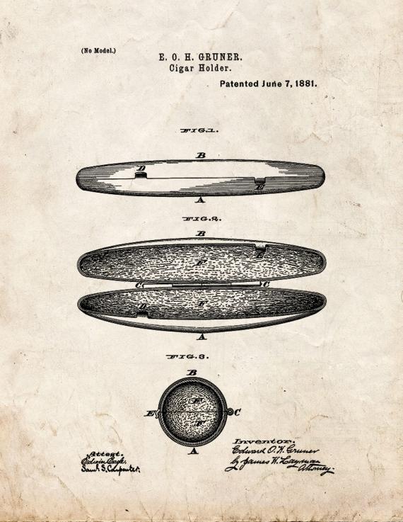 Cigar Holder Patent Print