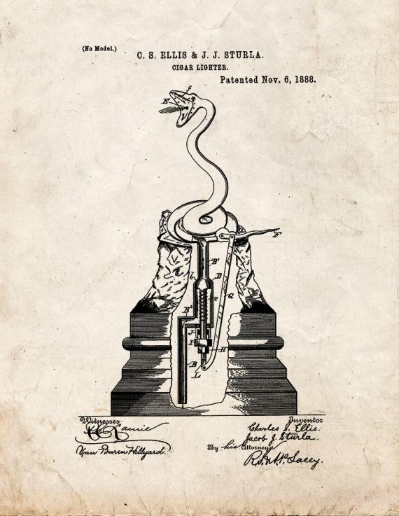 Cigar Lighter Patent Print