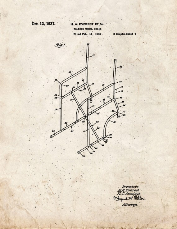 Folding Wheelchair Patent Print