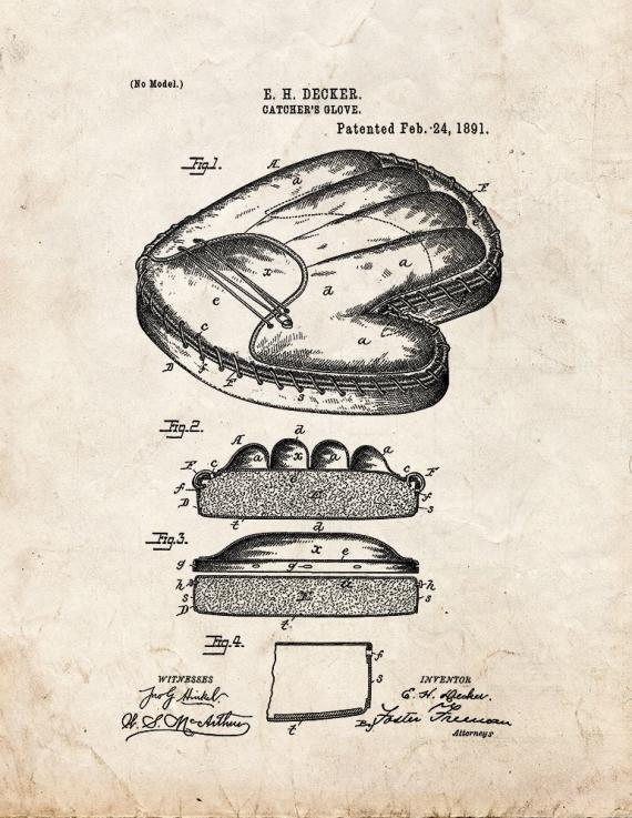 Catcher's Glove Patent Print