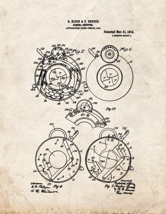 Camera Shutter Patent Print