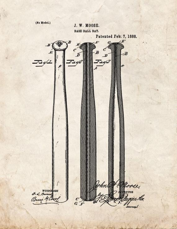 Baseball Bat Patent Print