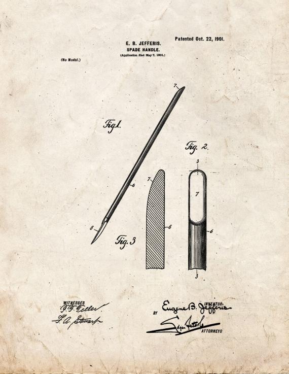 Spade-handle Patent Print