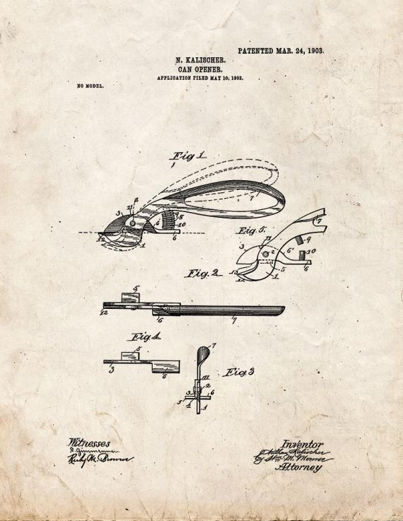 Can Opener Patent Print