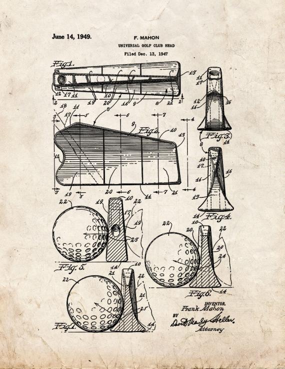 Universal Golf Club Head Patent Print