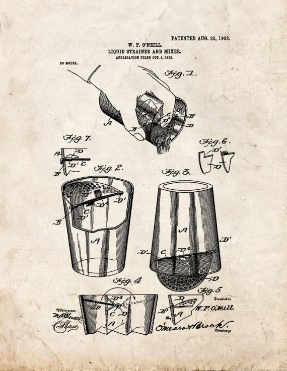 Liquid Strainer and Mixer Patent Print
