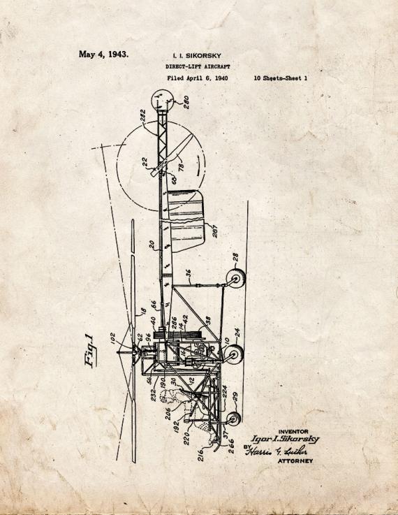 Direct Lift Aircraft Patent Print