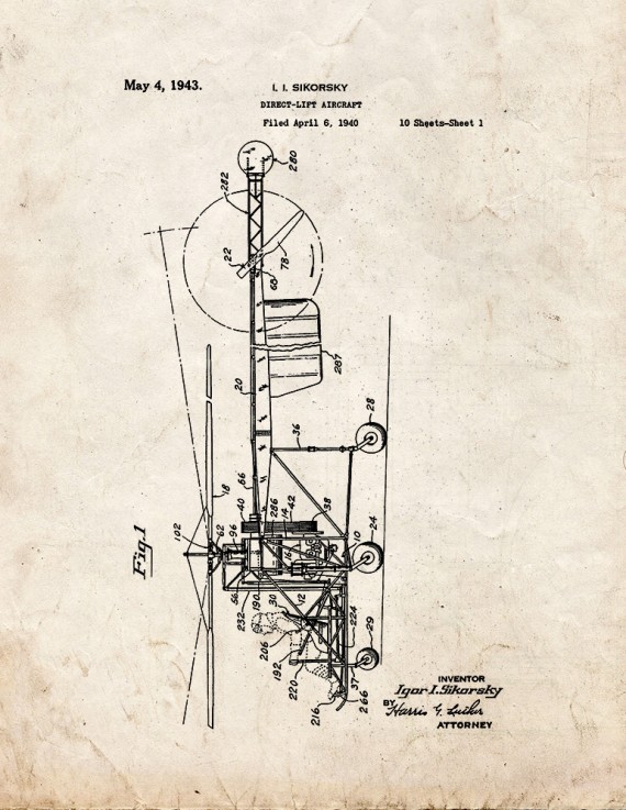 Direct Lift Aircraft Patent Print