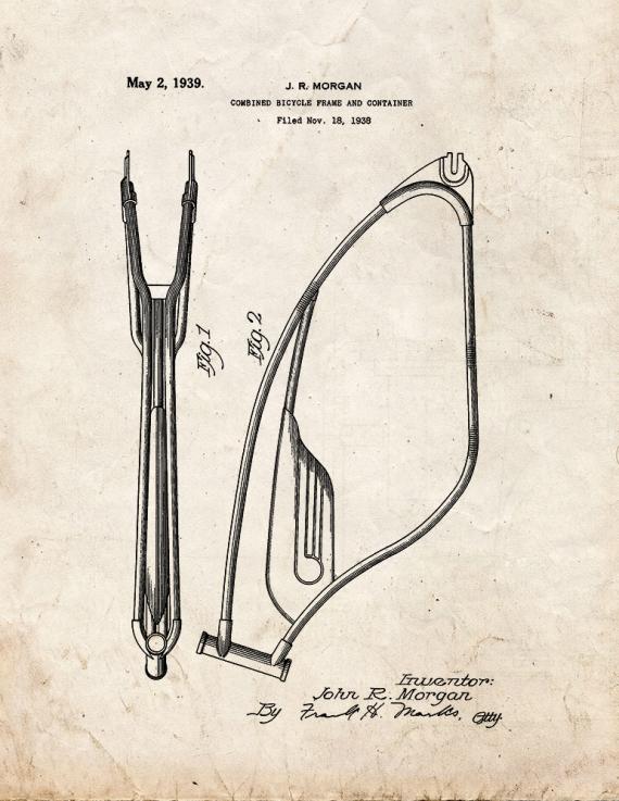 Combined Bicycle Frame Patent Print