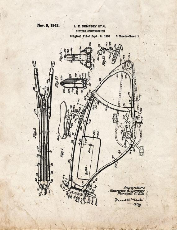 Bicycle Construction Patent Print