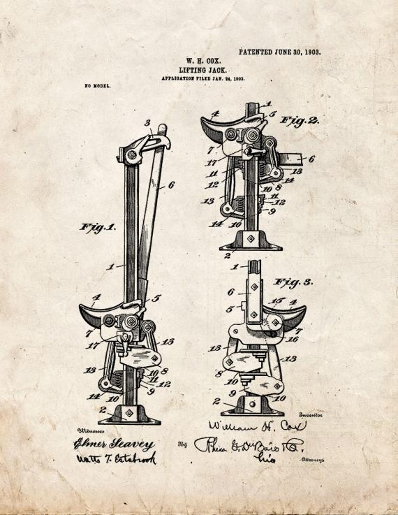 Lifting-jack Patent Print