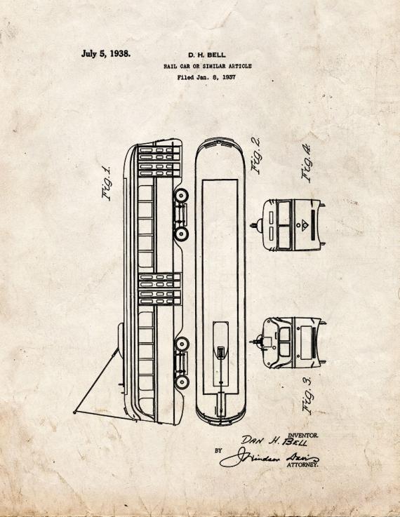 Rail Car Patent Print