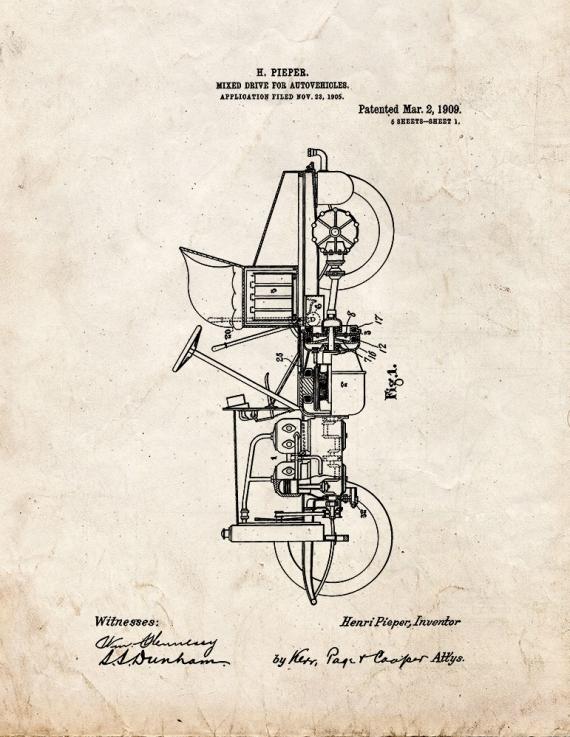 Mixed Drive for Autovehicles Patent Print