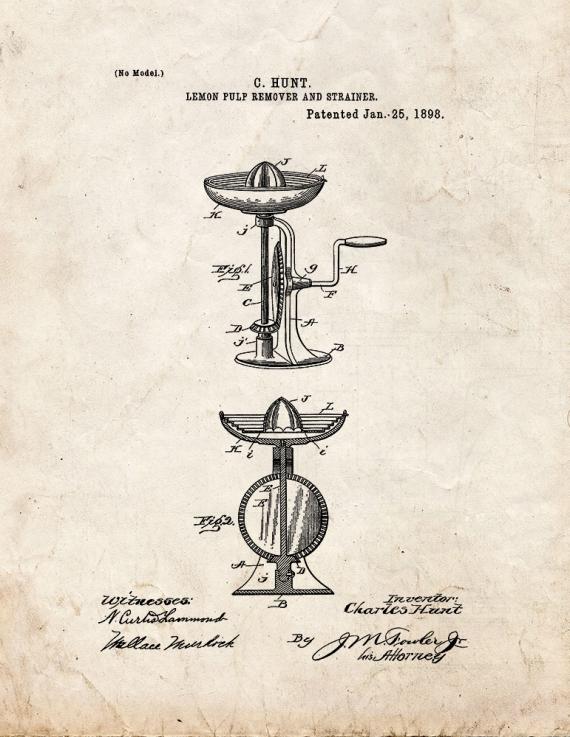 Lemon Pulp Remover And Strainer Patent Print