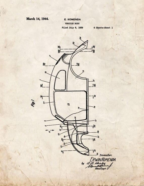 Vehicle Body Patent Print