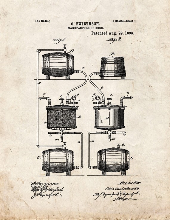 Manufacture Of Beer Patent Print